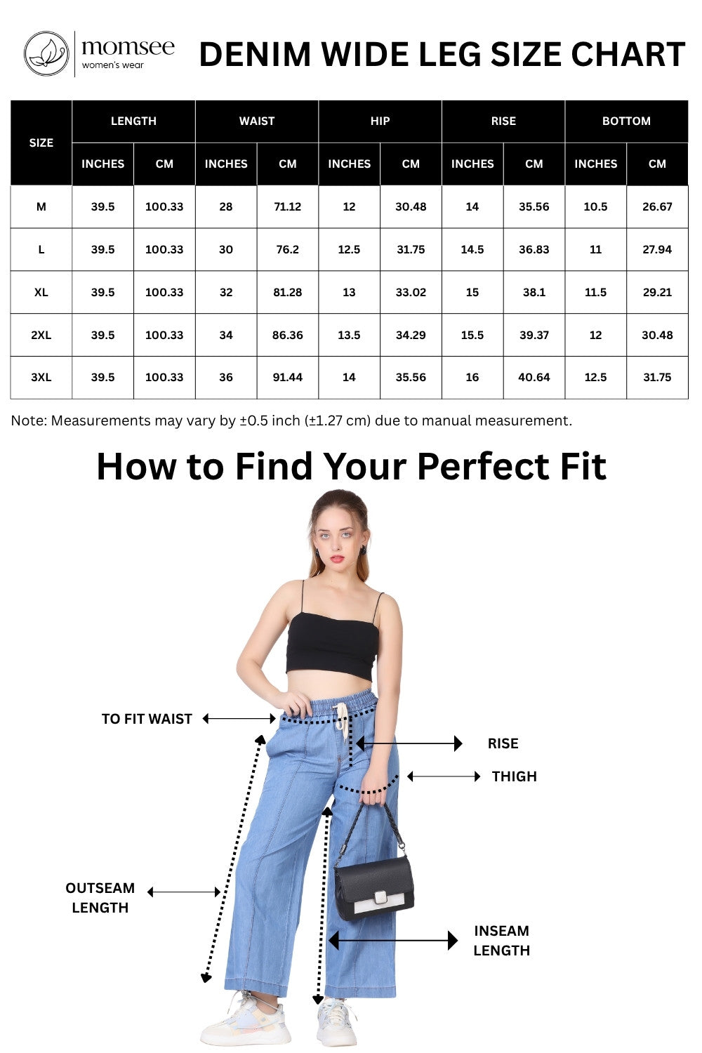 Momsee Denim Wide Leg Pants - Denim Blue