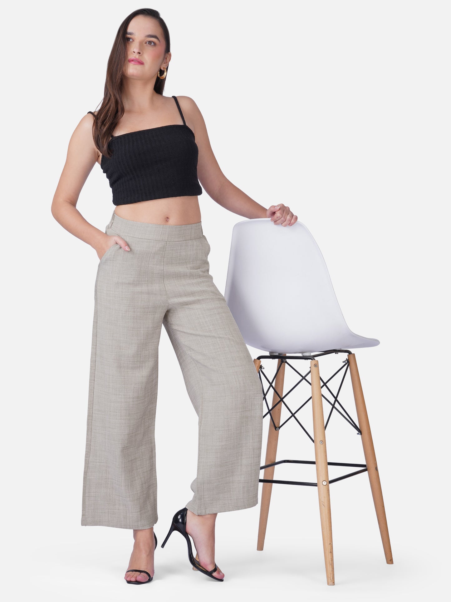 Relaxed Fit Wide-Leg Trousers