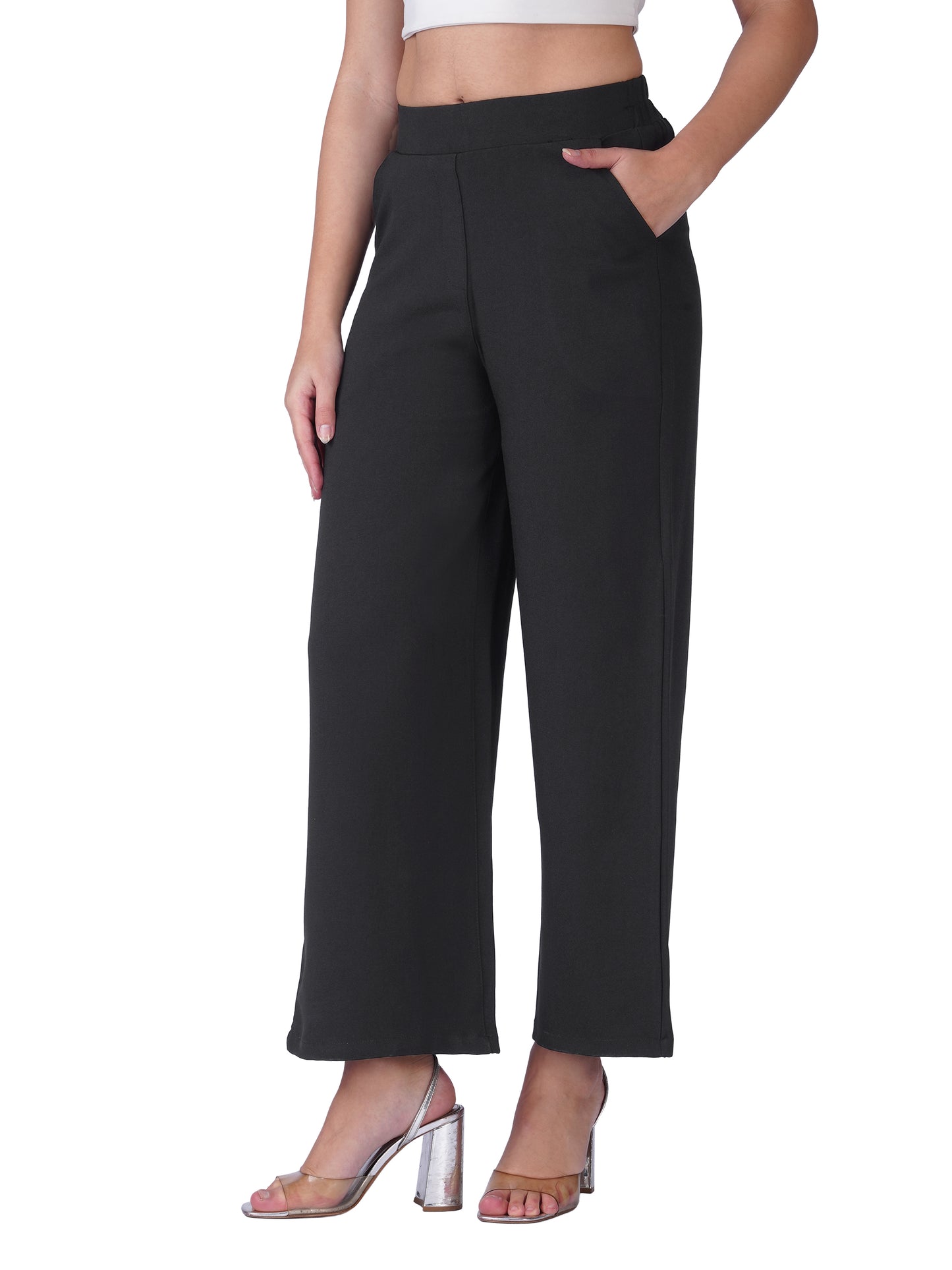 Relaxed Fit Wide-Leg Trousers