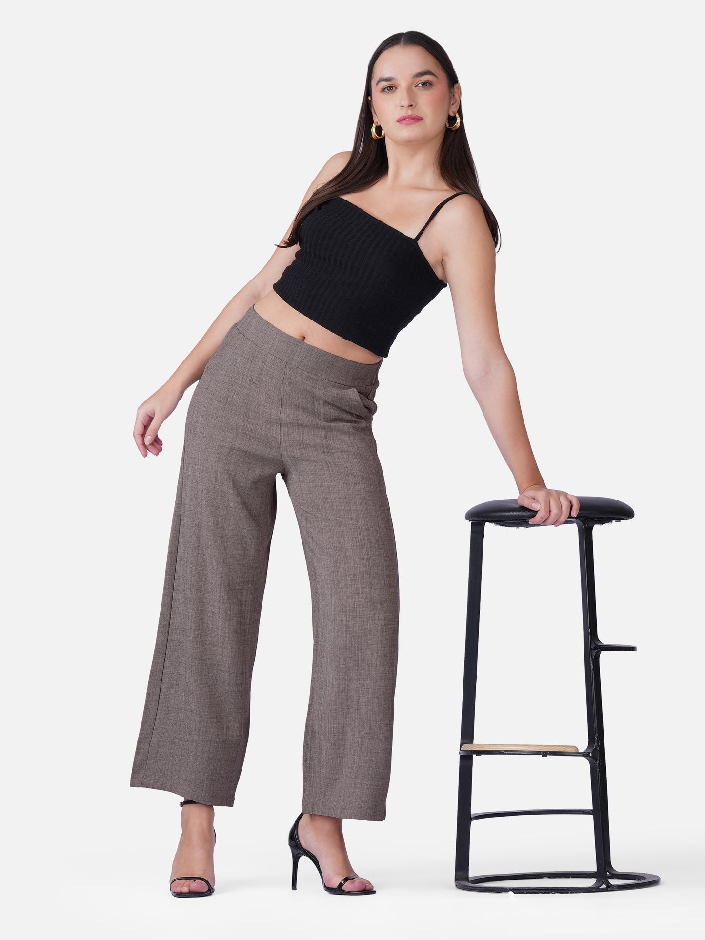 Relaxed Fit Wide-Leg Trousers
