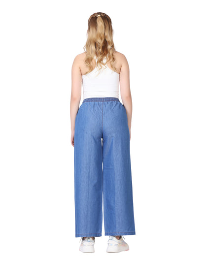 Momsee Denim Palazzo Pants - Deep Blue