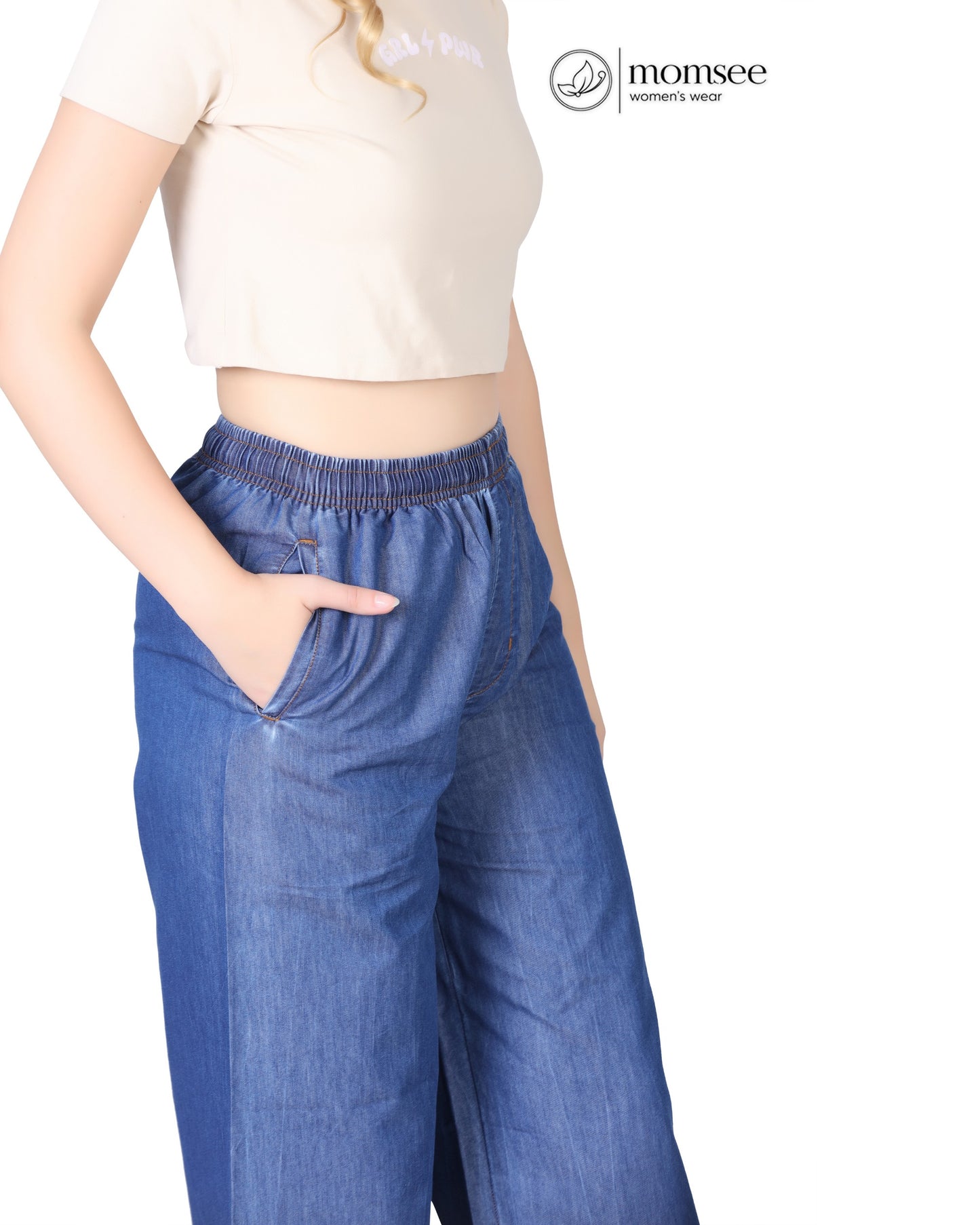 Momsee Denim Palazzo - Denim Blue