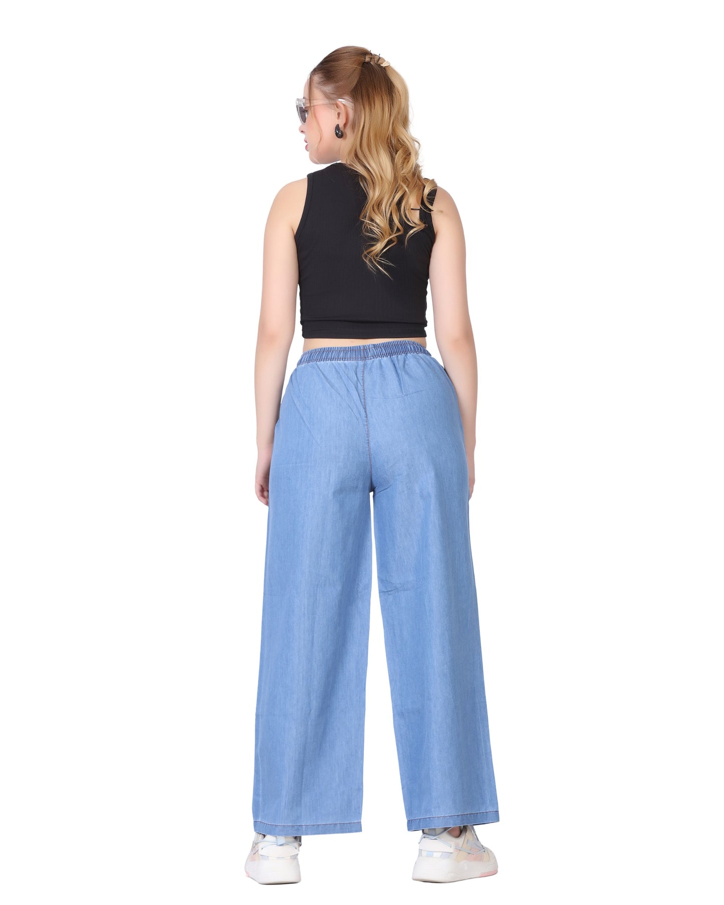 Momsee Denim Palazzo - Sky Blue