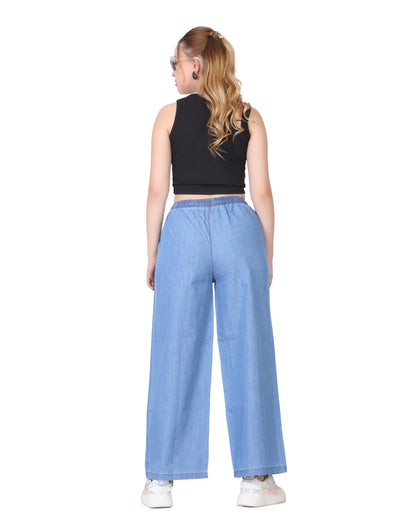 Momsee Denim Palazzo - Sky Blue