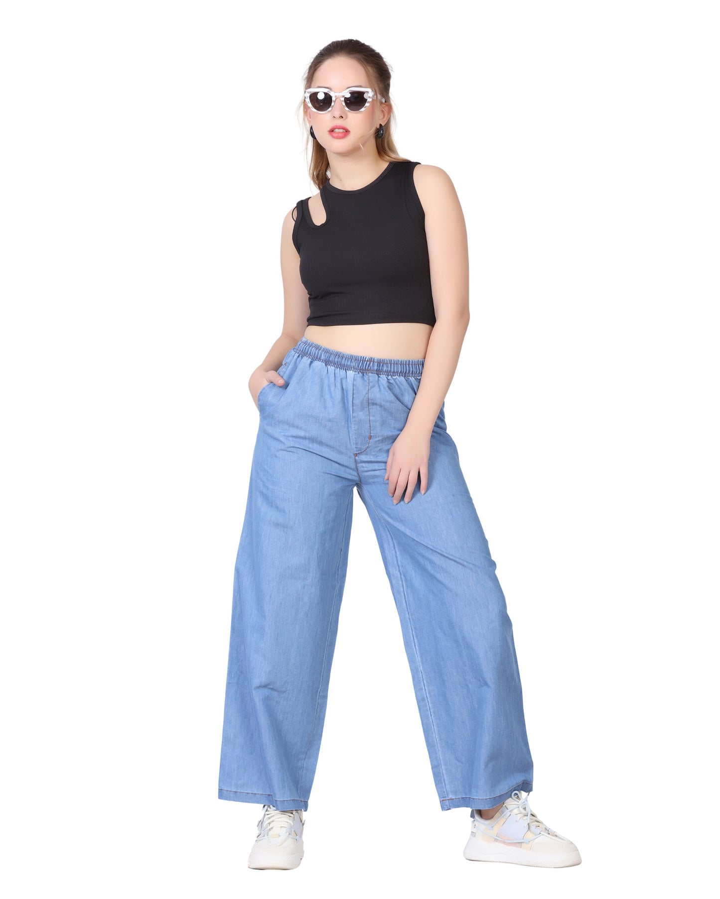 Momsee Denim Palazzo - Sky Blue