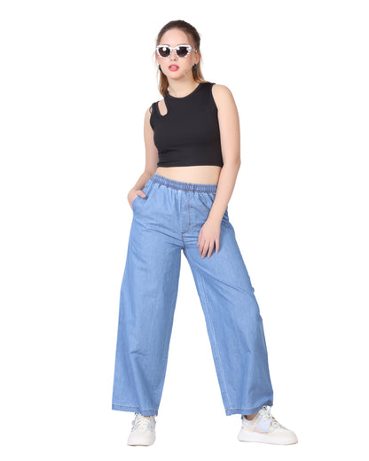 Momsee Denim Palazzo - Sky Blue