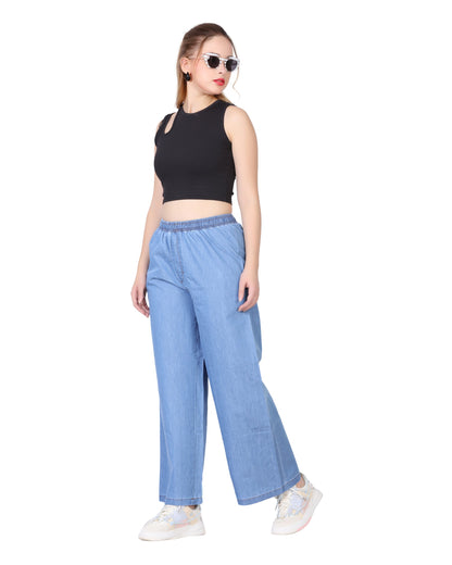 Momsee Denim Palazzo - Sky Blue