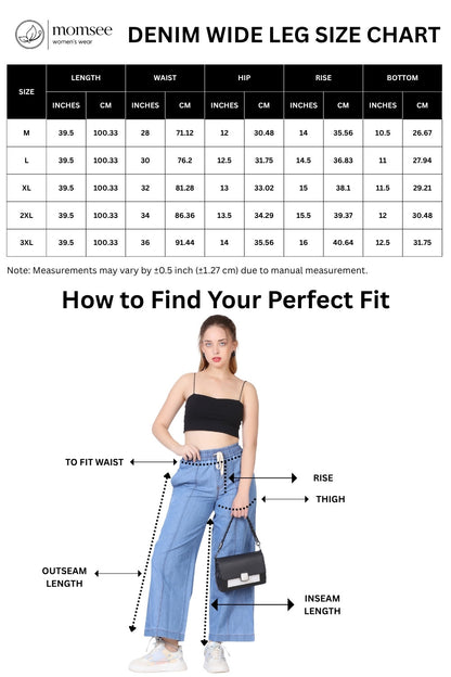 Momsee Denim Wide Leg Pants - Denim Blue