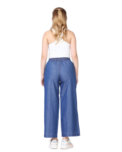 Momsee Denim Wide Leg Pants - Denim Blue