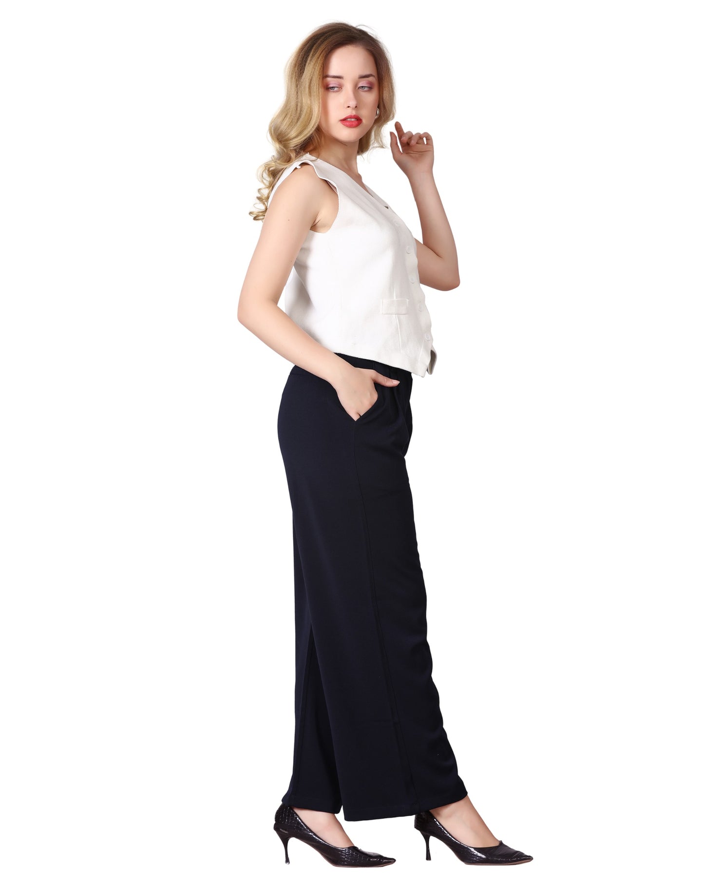 Momsee Elegant Fit Pants - Navy Blue