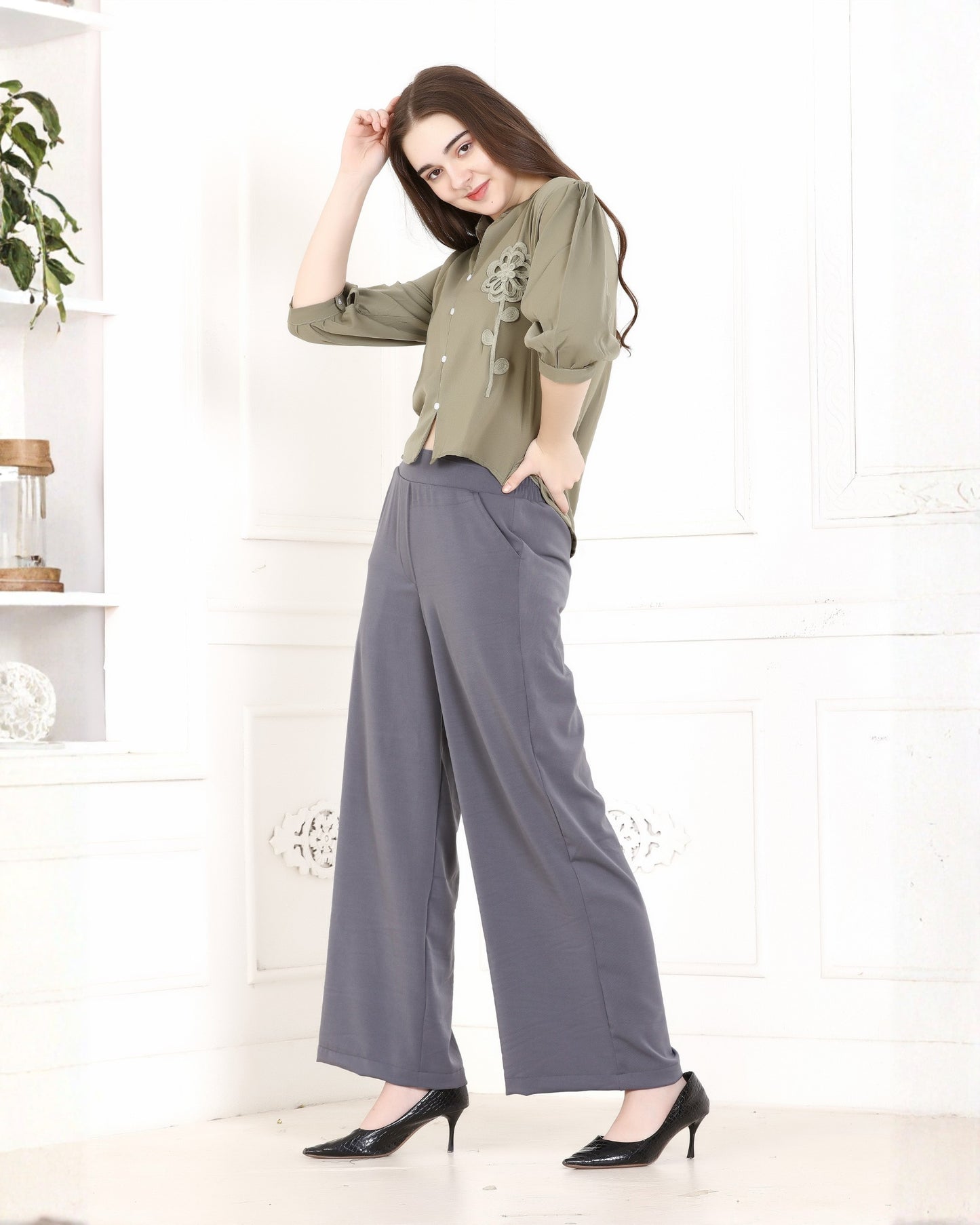 Momsee Korean Fit Pants - Grey