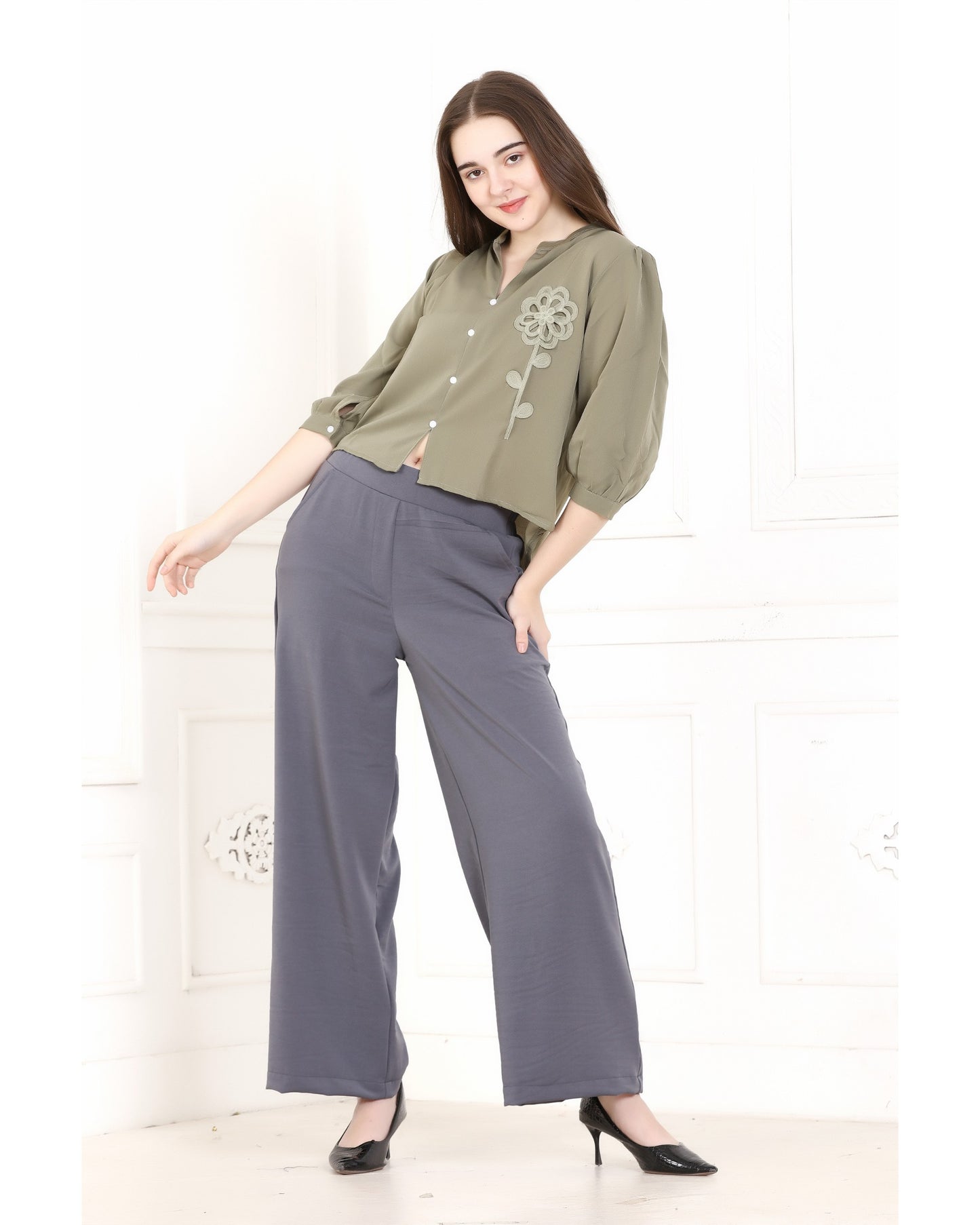 Momsee Korean Fit Pants - Grey