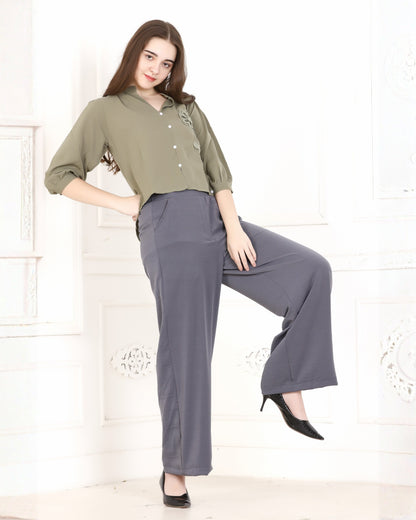 Momsee Korean Fit Pants - Grey