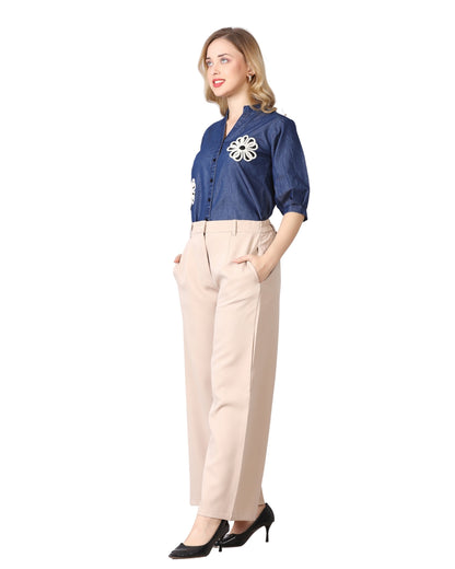 Momsee Straight Fit Pants - Beige