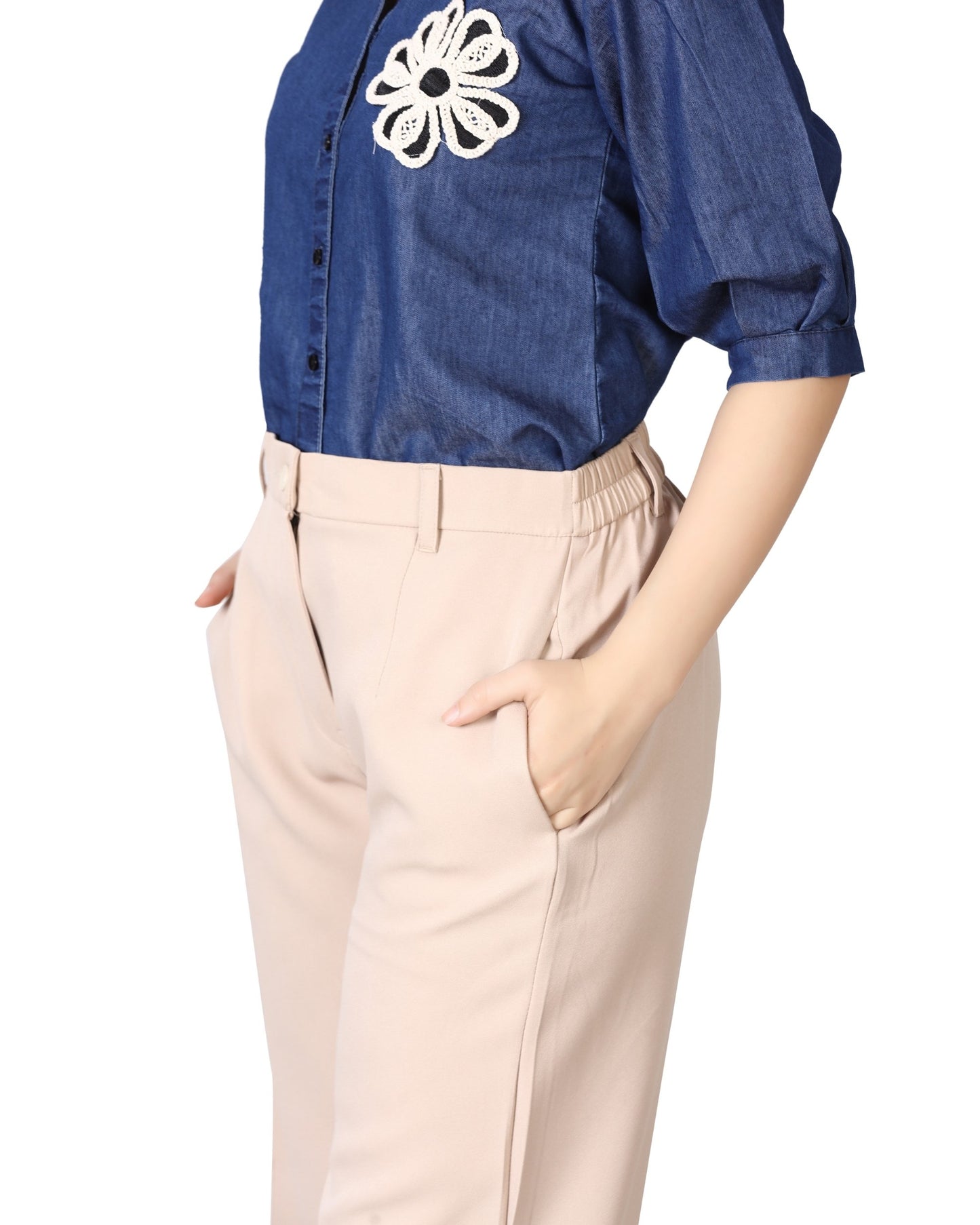 Momsee Straight Fit Pants - Beige