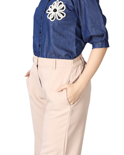 Momsee Straight Fit Pants - Beige