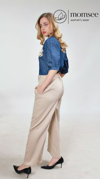 Momsee Straight Fit Pants - Beige