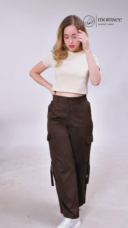 Momsee Urban Cargo Pants - Dark Chocolate Brown