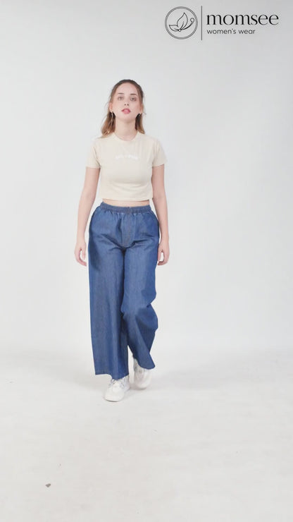 Momsee Denim Palazzo - Denim Blue