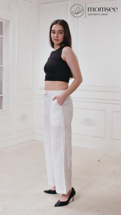 Momsee Linen Pants - White