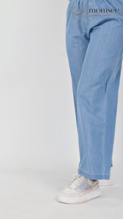 Momsee Denim Palazzo - Sky Blue