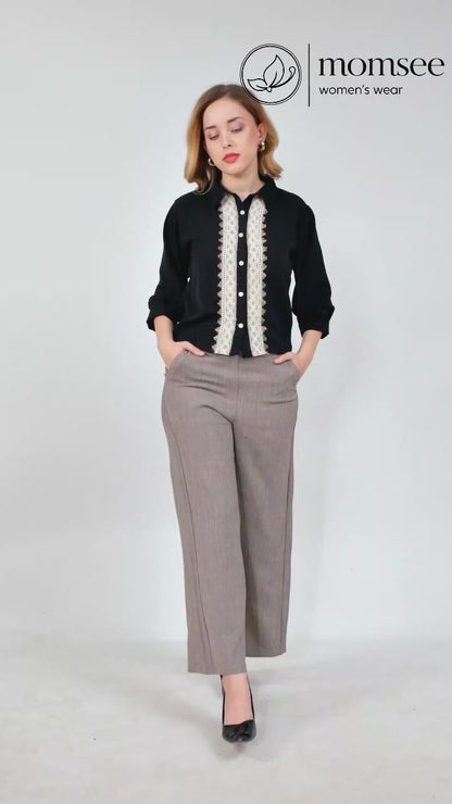 Momsee Relaxed Fit Pants - Taupe Grey