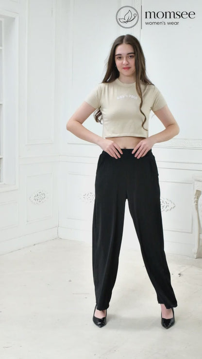 Momsee Korean Fit Pants - Black