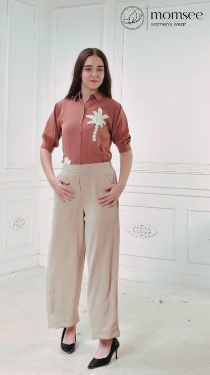 Momsee Korean Fit Pants - Beige